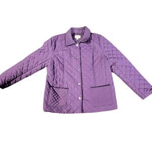 Studio Works Quilted Button Long Sleeve Lightweight Jacket Purple Womens Size L